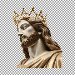 Obraz premium Jesus Christ Statue with Golden Thorn Crown on transparent background, png, psd 