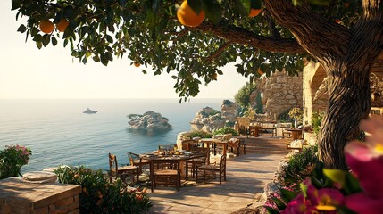 Mediterranean Feast with Breathtaking Views 16K Resolution Ultra Clear Image