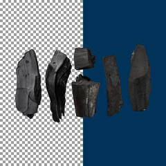 Natural Charcoal Chunks for Grilling and Artistic Creations on transparent background, png, psd
