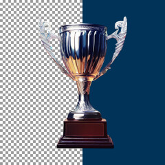 Shiny Gold Trophy Cup with Elegant Handles for Champions on transparent background, png, psd
