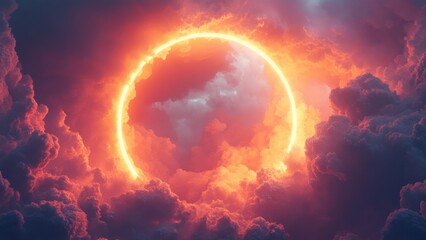 Stunning orange glow emerges from dark clouds at sunset