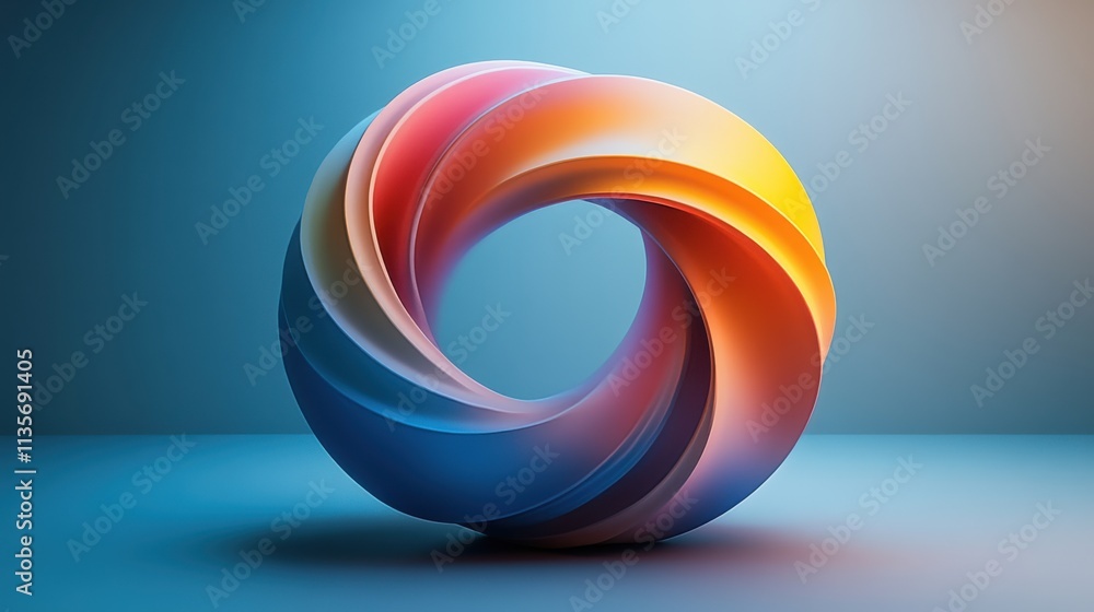 Poster abstract minimalist animation colorful rotating shapes 3d render seamless looped vide