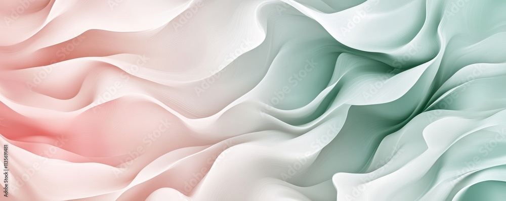 Poster Abstract pastel wave pattern with soft gradient
