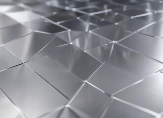Close-up of silver diamond metal sheet background with reflection, steel, reflective surface, aluminum
