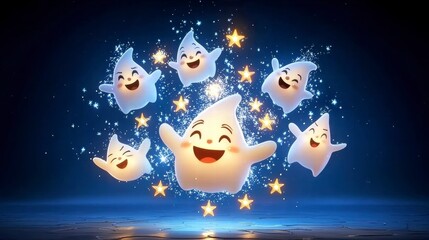 Fototapeta premium Happy Ghosts and Stars.