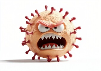 Naklejka premium Angry Virus Cartoon 3D Render Infectious Disease Pandemic Covid 19 Healthcare
