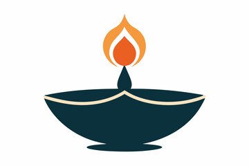 Diwali diya oil lamp flat vector icon for holiday. Black and White oil lam diya icon in flat style. Pro Vector