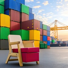 Fototapeta premium Shipping Container Cargo Chair Concept