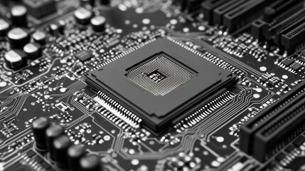 Fototapeta premium Circuit board. Technology background. Central Computer Processors CPU concept. Motherboard digital chip.