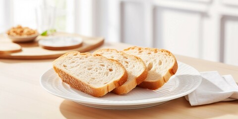 Freshly baked bread on a white plate