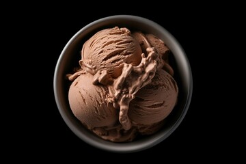 Chocolate Ice Cream, Isolated white background, flat lay