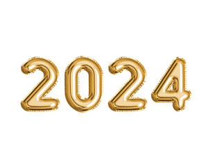 Golden number 2024 decorative air balloon for New Year Eve, countdown, wedding, birthday celebrated party