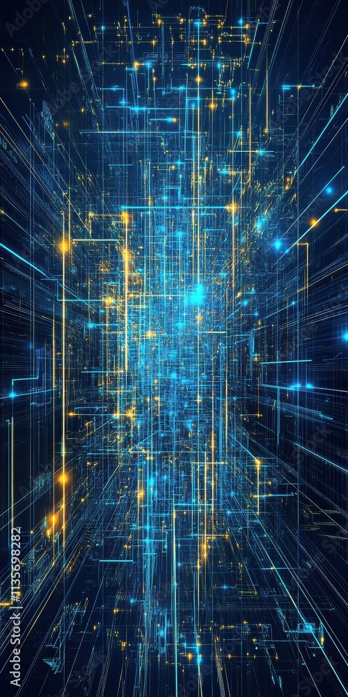 Poster this mesmerizing image captures a vibrant digital landscape, showcasing interconnected data streams 