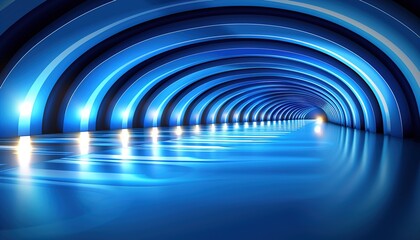 Naklejka premium Abstract glowing blue rounded rectangle lines on dark blue background. 