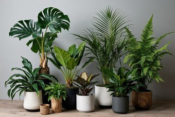 Tropical Plant Collection Featuring Monstera Palm Rubber Plant Cedar and Ferns