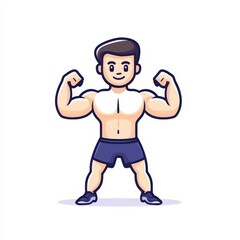 Fototapeta premium Personal trainer icon muscular man with shirt fitness workout coaching health lifestyle motivation exercise gym success training