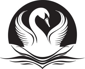 Obraz premium Black and white swan silhouette vector illustration.