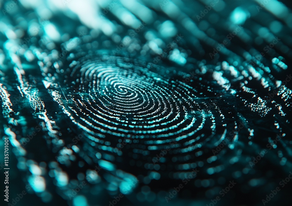 Poster abstract digital fingerprint biometric security data protection cyber security technology background