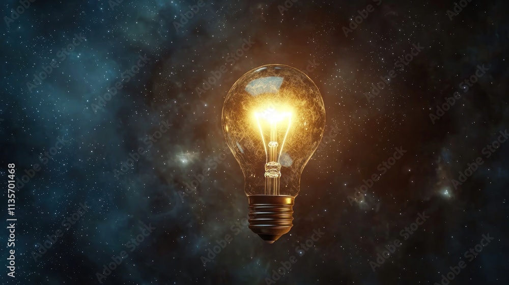 Aufkleber a conceptual image of a lightbulb floating in space, glowing brightly as a symbol of ideas and wonde