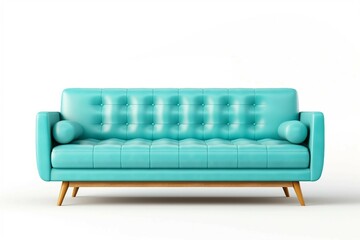Obraz premium Cyan Couch , Isolated white background, flat lay