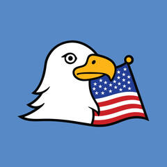Eagle Head with American Flag Vector Art - Eagle Head Logo and Icon Design