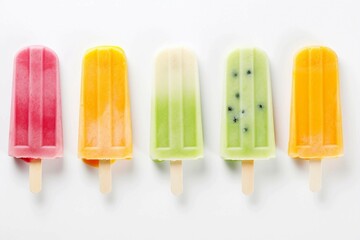 Colorful Popsicle , Isolated white background, flat lay