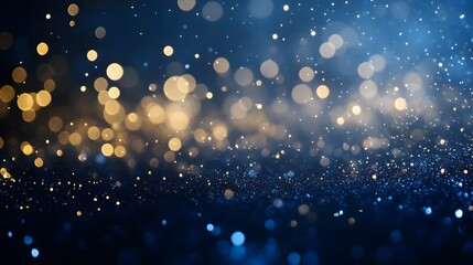 Fototapeta premium Sparkling Bokeh Background with a Blend of Blue and Gold Tones Creating an Enchanting Atmosphere for Various Creative Projects and Celebrations