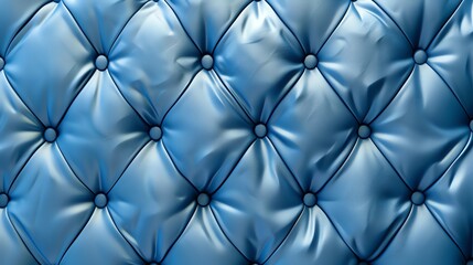 Blue tufted upholstery.