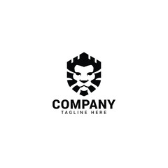 Fototapeta premium Lion face shield logo icon. Premium king animal sign. Vector illustration.