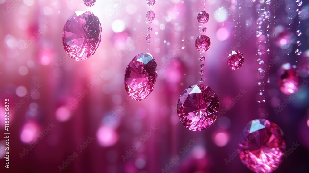 Poster abstract vertical animation background with falling gemstones seamless looping video 3d rende