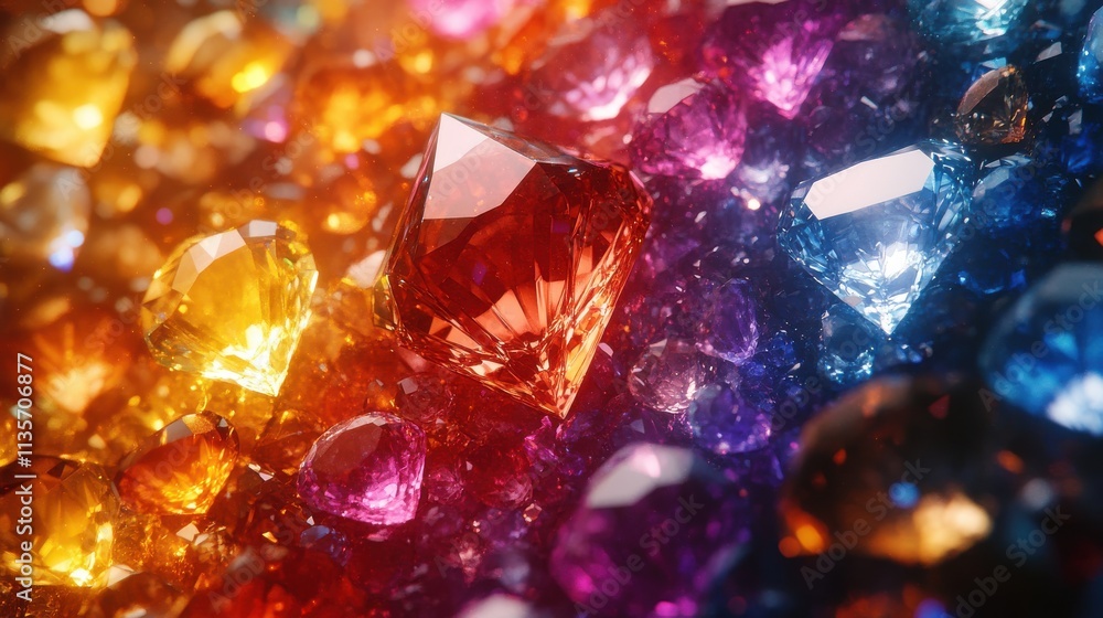 Aufkleber abstract vertical animation background with falling gemstones seamless looping video 3d rende