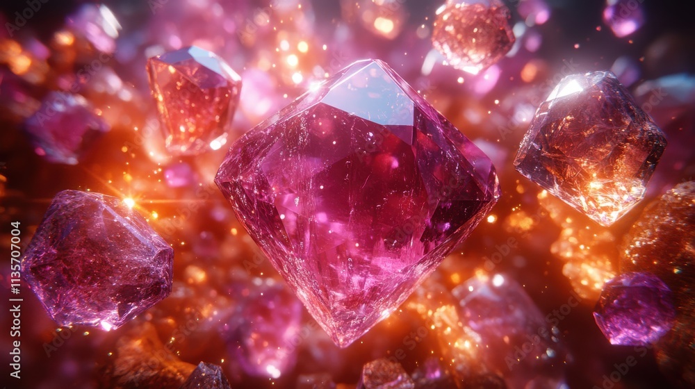 Aufkleber abstract vertical animation background with falling gemstones video 3d rende
