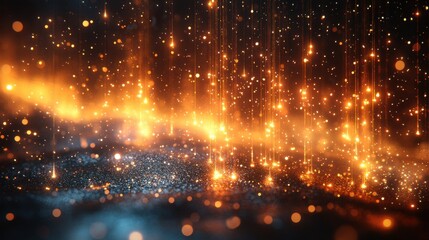 Obraz premium abstract vertical animation background with falling gold particles seamless looping video 3d rende