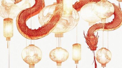 Obraz premium Happy Chinese New Year 2025,Year of the snake zodiac sign,Snake illustration and design,Asian elements gold paper cut style,Lunar new year concept,New Year card 2025.