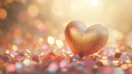 Obraz premium Single heartshaped confetti with soft dreamy colors and texture