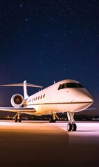 Luxury Jet Under a Starry Night