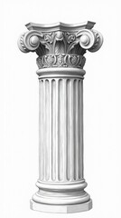 Obraz premium Intricate Persian Column Detailed Pencil Sketch on White Background