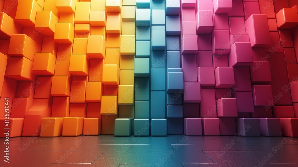 Aufkleber abstract vertical animation colorful geometric background design seamless looped video 3d rende