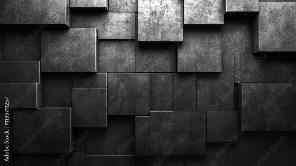 Poster abstract vertical animation dark geometric background with rotating cubes seamless looped video 3d r