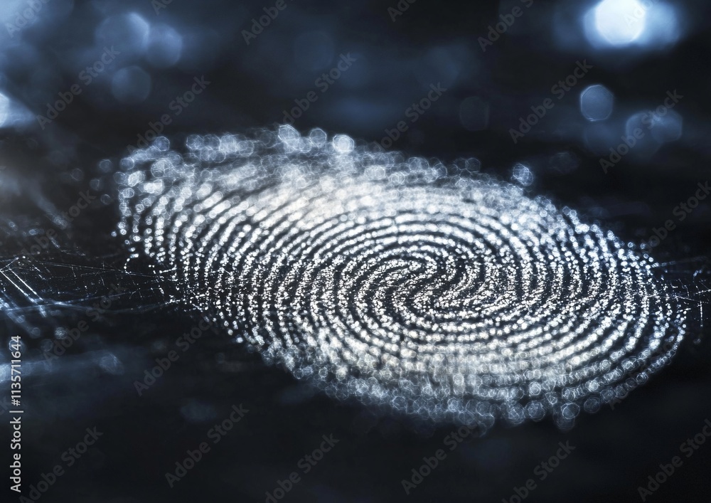 Aufkleber fingerprint security biometric identity abstract technology bokeh background
