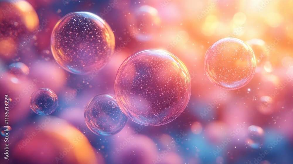 Aufkleber abstract vertical animation of colorful bubbles video 3d render loopin