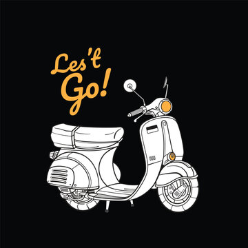 Let's Go Ride a Scooter - Doodle Vector