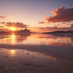 Obraz premium Captivating sunrise sky casting a warm glow over the horizon, colorful, beauty