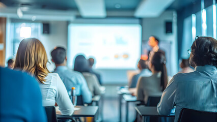 Corporate training on environmental responsibility concept as Employees attending a workshop or seminar focused on corporate environmental responsibility highlighting best practices and sustainable in