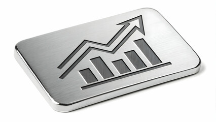 Glossy Silver Background with Upward Stock Trend Icon Representing Market Growth and Financial Success