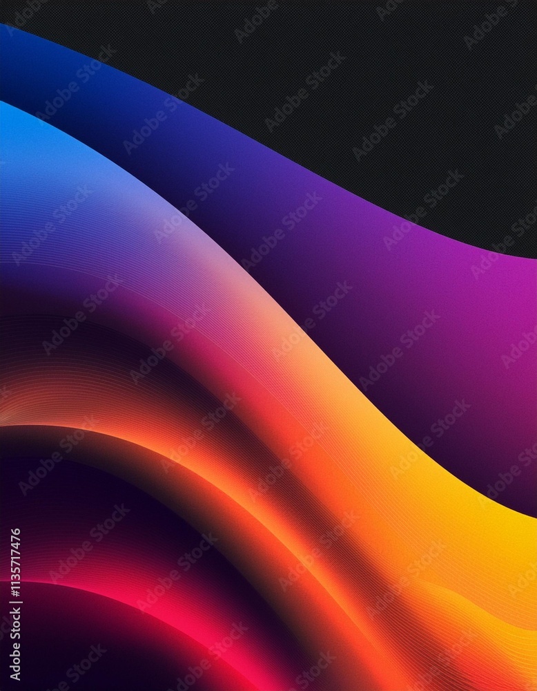 Poster vibrant waves flow and intersect, creating a dynamic and colorful abstract pattern