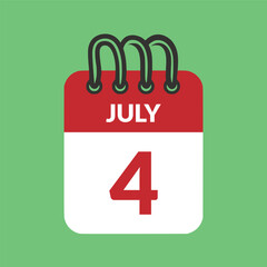 July 4 Calendar icon vector illustration.