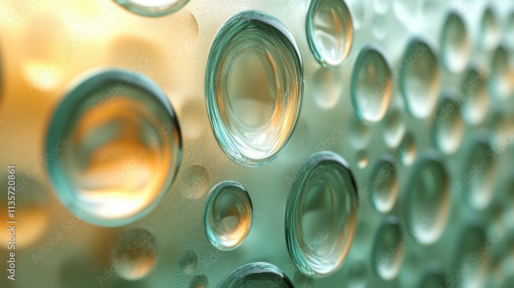 Poster background animation of reeded glass effect pattern with circles seamless looped video 3d rende