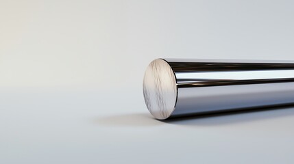 A single metal stock rod with a shiny surface on a solid white background, single object