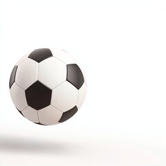 Fototapeta premium A soccer ball in midair, sports equipment, hyperrealistic illustration, dynamic motion and shadow detail, isolated on white background